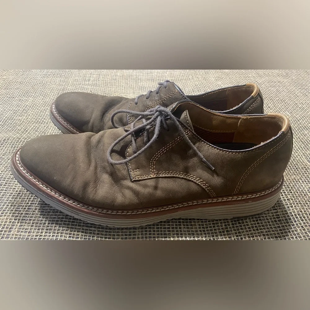Johnston & Murphy Upton Plain Toe Shoe, Size 9M, Dark Brown Nubuck Leather